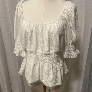 Elegant White Eyelet Blouse